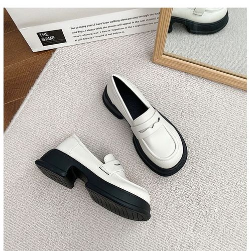 Mocassins Ronds Noirs Avec Fourrure Pour Femme,Baskets Dcontractes,Oxfords,Sabots,Plateforme,Automne - 38