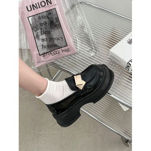 Mocassins Ronds Noirs Avec Fourrure Pour Femme,Baskets Dcontractes,Oxfords,Sabots,Plateforme,Automne - 38