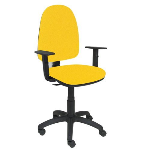 Modle 04cpbali100b10 Chaise De Bureau Ergonomique Avec Mcanisme De Contact Permanent Et Rglable En Hauteur Assise Et Dossier Rembourrs En Tissu Bali Couleur Jaune (Bras Rglable Inclus)