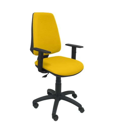 Modle 14cpbali100b10 Cp Chaise De Bureau Ergonomique Avec Contact Permanent Et Rglable En Hauteur Assise Et Dossier Rembourrs En Tissu Bali De Couleur Jaune (Bras Rglable Inclus)