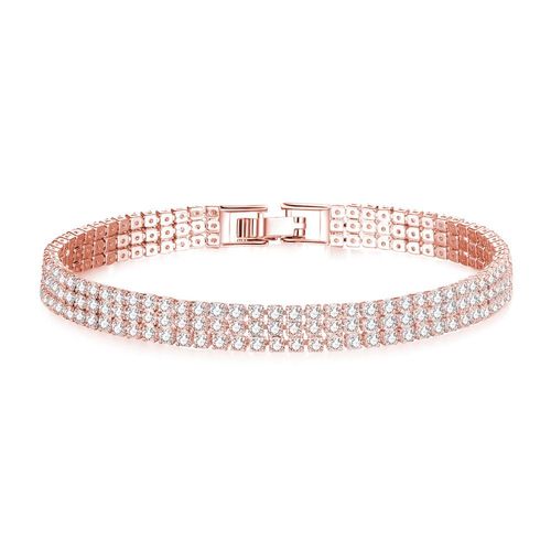 Modeles De Vente A Chaud Une Range, Deux Ranges Et Trois Ranges Pleines De Bracelets De Couple De Zircon De Diamants Mode Cadeaux De Bijoux De Vente Chaude-3 Ranges D'or Rose