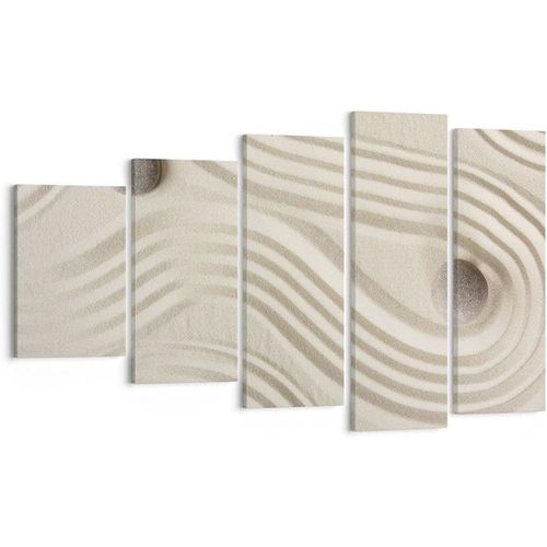 Moderne Impression Sur Toile Pierres Chiffres Sable Image Tableau Decoration Murale 100x60cm Deco Cadre Dcoration Salon Chambre Triptyque 5 Parties Tableaux De 200 X 100 Cm. (Sans Cadre)