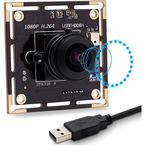 Module camra USB fisheye 180 degrs avec Audio numrique, Carte camra USB FHD 1080P avec capteur IMX322, 0.01 Low Lux camra Web Security Cam 30fps Support H.264
