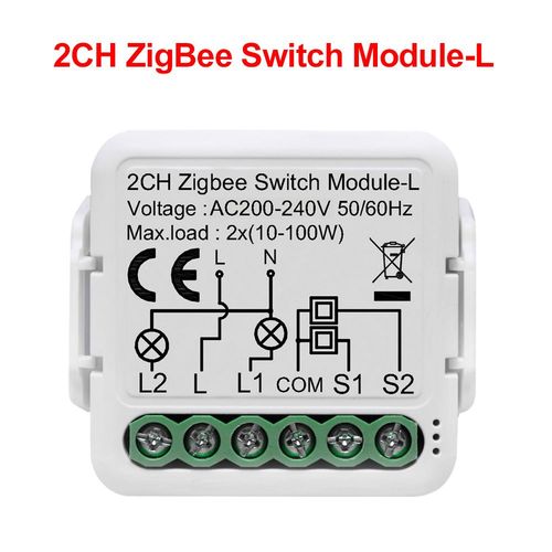 Module d'interrupteur intelligent Tuya ZigBee 3.0,aucun fil neutre requis,disjoncteur de lumire pour maison - 2-Gang-F231