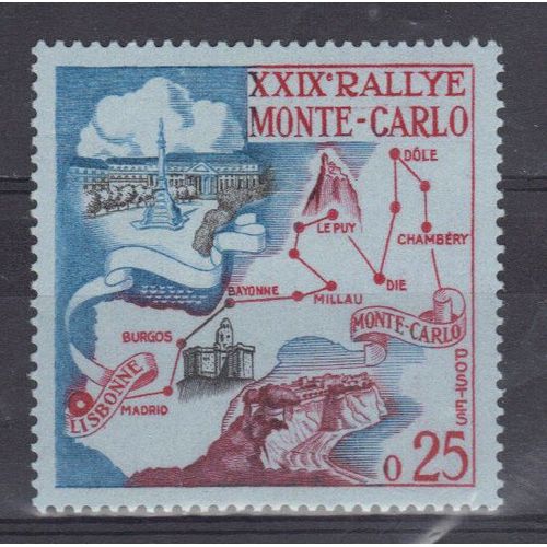 Monaco 1960 : 29 Rallye Automobile De Monte-Carlo : Trac De Parcours Lisbonne-Monte-Carlo - Timbre Neuf **
