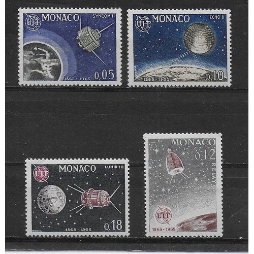 Monaco 1965 : Espace : Satellites Syncom 2, Echo 2, Relay 1, Lunik 3 - Srie De 4 Timbres Neufs **