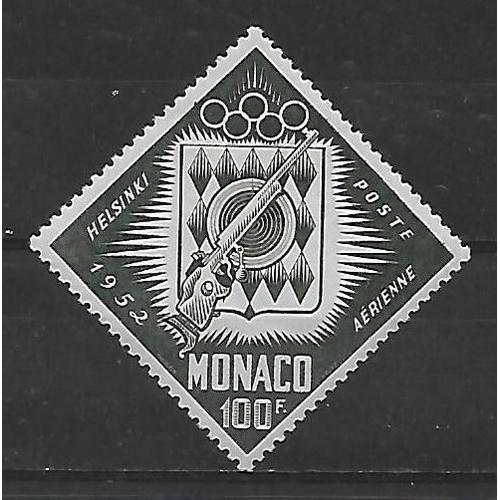 Monaco Poste Aerienne 1953 : Jeux Olympiques D'helsinki  : Tir - Timbre 100 F. Vert Fonc Neuf ** Cote 25 