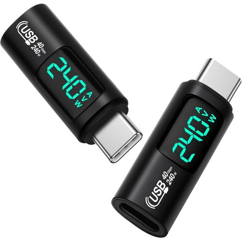 MONDODIGITALE-Adaptateur Micro Usb Vers Usb C Avec Affichage Numrique Intelligent, 2Pcs 240W Adaptateur C Mle  C Femelle Usb C Pour Une Charge Rapide,Compatible Avec Mac-Book/I-Phone 15/I-Pad/Gala