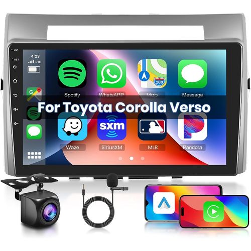 Mondodigitale-Android Autoradio Pour Toyota Corolla Verso 2004-2009 Radio Sans Fil Carplay Android Auto, 9 Pouces cran Tactile Stereo 2 Din Bluetooth Hifi Gps Wifi Fm Rds Radio, Camra De Recul