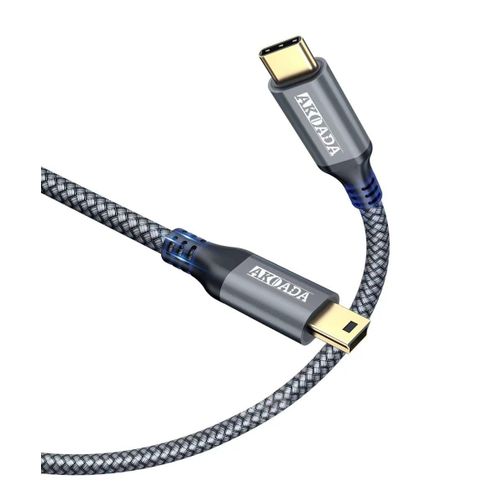 MONDODIGITALE-Cble Mini Usb Vers Usb C 10Ft, Data Sync High Speed Usb 2.0 Type C Vers Mini Usb 480Mbps Cble De Charge 5 Broches (Gris)