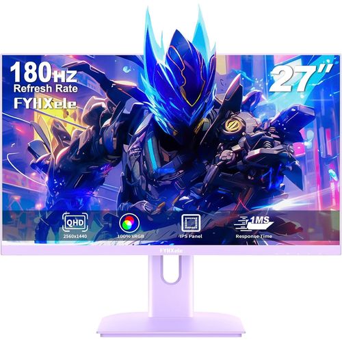 MONDODIGITALE-Monitor Gaming Violet De 27 Pouces 2K 180Hz Qhd (2560X1440) Ips 1Ms Mprt 16:9 Moniteur Pc Violet Prise En Charge 144Hz/165Hz/180Hz Amd Freesync Premium Displayport Hdmi Support Vesa