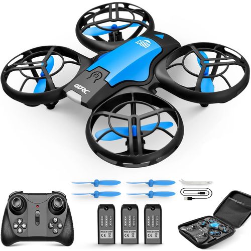 Mondodigitale-V8 Mini Drone Enfant, Drone Jouet Tlcommand, 27 Mins Autonomie Avec 3 Batteries, Mode Sans Tte, Maintien De L'altitude, Facile  Utiliser, Parfait Pour Enfants Et Dbutants, Bleu