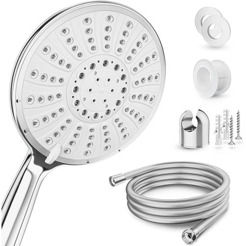 Mondodigitale-Vainqueur Du Test  Pommeau De Douche Avec Tuyau Et Support  Pommeau De Douche Pour Douche Et Baignoire Extra Large (Diamtre 15 Cm)  Douche  Effet Pluie Wellness Avec 5 Types De Jet