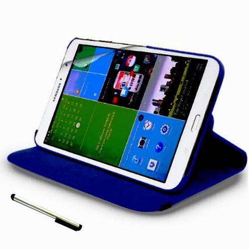 Mondpalast  360 Rotatif Housse Coque Etui En Pu Cuir Bleu  + Stylet & Films De Protection D'cran Pour Samsung Galaxy Tab 4 8.0 8
