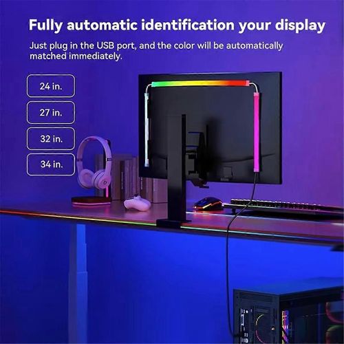 Moniteur de bande de synchronisation d'cran d'ordinateur RGB LED PC Rtroclairage Lumire de ramassage pour salle d'esports pour moniteur de 27 pouces