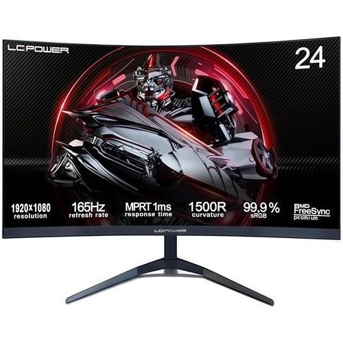 Moniteur De Jeu Incurv 24 Zoll,Fhd 1920X1080Pixel,1Ms,165Hz,Amd Freesync,G Sync Compatible,Hdmi,Display Port,Vesa