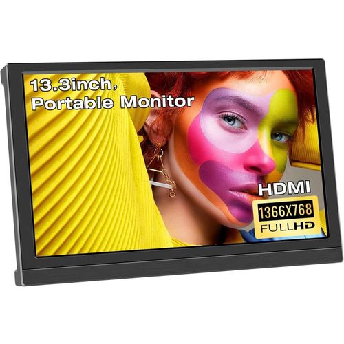 Moniteur Portable 13,3 Pouces,FHD 1366x768P Moniteur Portable LED Petit cran HDMI Built-in Speaker et Port HDMI VGA,Moniteur Portable pour Ordinateur Portable PC Mac Xbox PS4/5 Switch