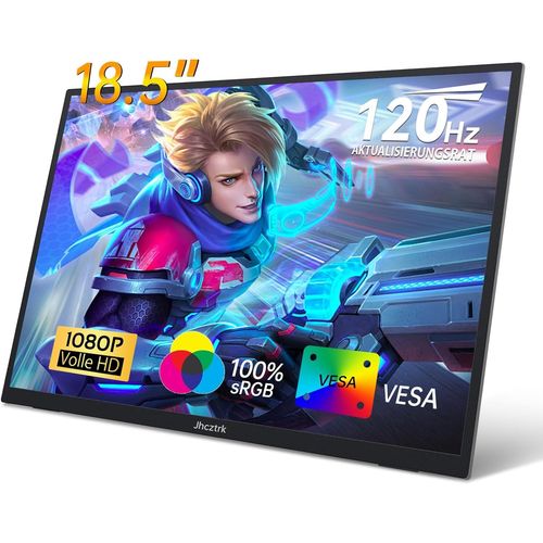 Moniteur portable 18,5 pouces 120Hz FHD 1080P HDMI USB-C,100% sRGB,HDR Moniteur de jeu Haut-parleurs intgrs Kickstand et VESA Travel Second pour ordinateur portable Mac PC Xbox PS4/5 Switch