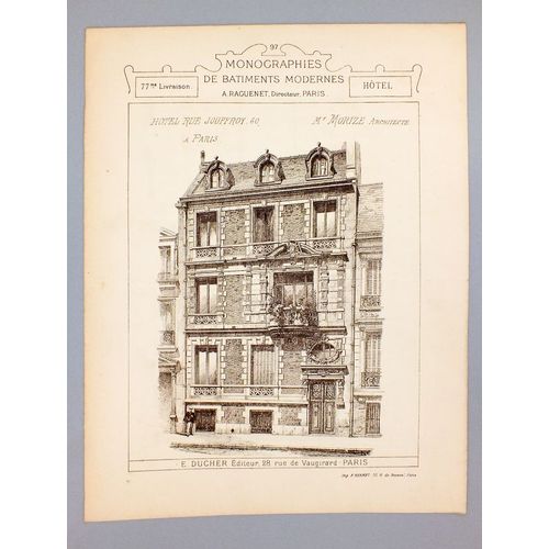 Monographies De Btiments Modernes - Htel Rue Jouffroy 60  Paris, Mr. Morize Architecte   de Ducher dit. ; Raguenet, A. Dir. ; Morize