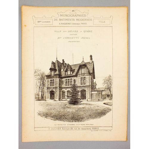 Monographies De Btiments Modernes - Villa Aux Dlices  Genve, Suisse. Mrs. Camoletti Frres, Architectes. - Villa  Lassigny (Oise), Mrs. Malzie   de Ducher Fils dit. ; Raguenet, A. Dir. ; Camoletti Marc