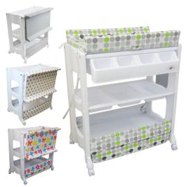 Table A Langer Avec Baignoire Et Rangements Vert Monsieur Bebe Rakuten