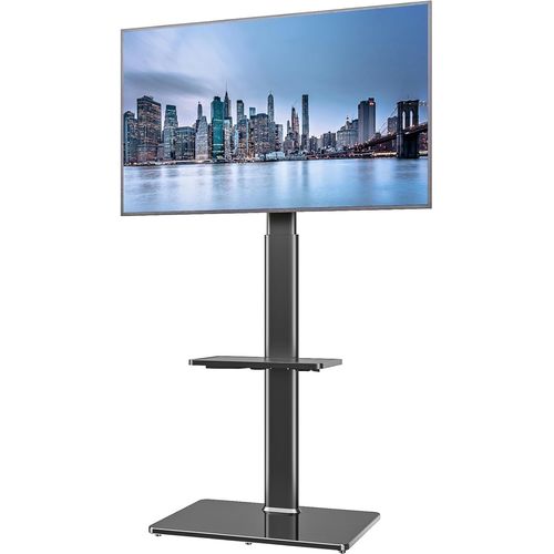 Montage Mural Meuble Tl Pied Support Pivotant Pour Tv Ecran De 19  42 Pouces Led Lcd Plasma Avec 2 Etagres En Verre Tremp[Audio1073]
