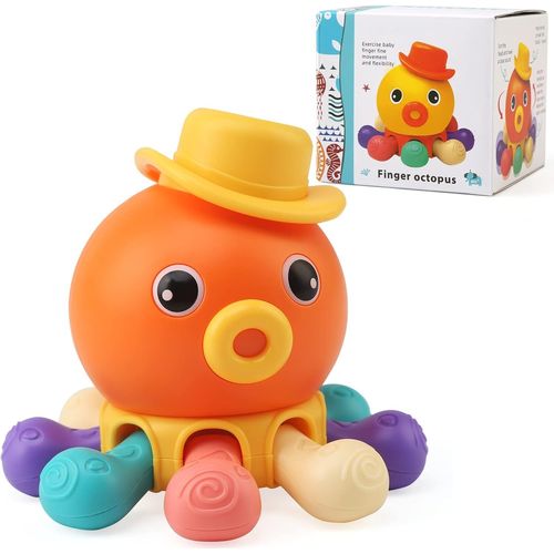 Montessori Jouet Bebe 1 An, Pieuvre Jeux Eveil Bebe Jouets d'Activit Motricit Fine Jeu Sensoriels Jouets d'Apprentissage Prcoce Cadeau Educatif pour Bebe Enfant Garon Fille 6 9 12 18 Mois.[G734]