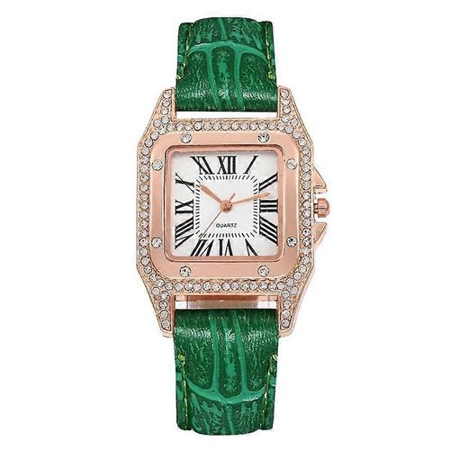 Montre  Quartz  Bracelet Carr Tonneau Femme, Couleur: Vert