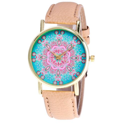 Montre A Quartz Tendance Pour Femme, Bracelet En Cuir Synthetique, Cadran Simple, Style Decontracte (Blanc Lait)