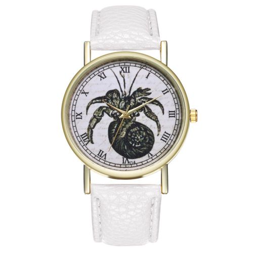 Montre A Quartz Zhoulianfa Avec Bracelet En Cuir Synthetique Et Cadran A Chiffres Romains, Style Decontracte, Unisexe (Blanc)