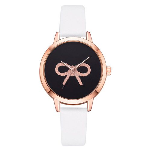 Montre-Bracelet A Quartz Decontractee Lvpai Pour Femme, En Alliage, Avec Noud Papillon, Cadran Rond Noir (Blanc)