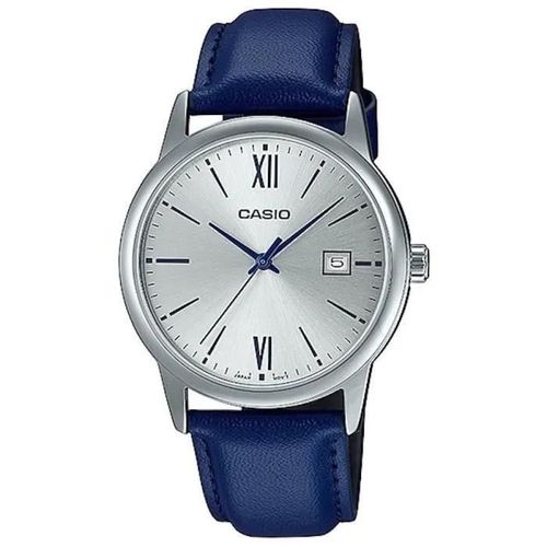 Montre - Casio - Mtp-V002l-2b3 - Cuir Bleu - 3 Atm - Verre Minral - Analogique