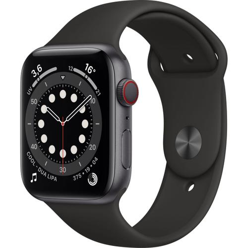 Apple Watch Series 6 (Gps + Cellular) - Boitier 44 Mm Aluminium Gris Avec Bracelet Sport Noir