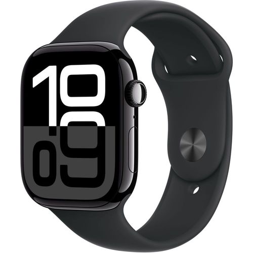 Apple Watch Series 10 Gps (2024) Botier En Aluminium 46mm Noir De Jais Avec Bracelet Sport Noir M/L