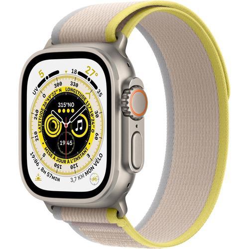 Apple Watch Ultra - Botier 49 Mm Titane Avec Bracelet Nylon Jaune/Beige De Taille S/M