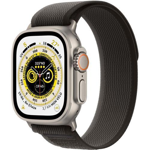 Apple Watch Ultra - Botier 49 Mm Titane Avec Bracelet Nylon Noir/Gris De Taille S/M