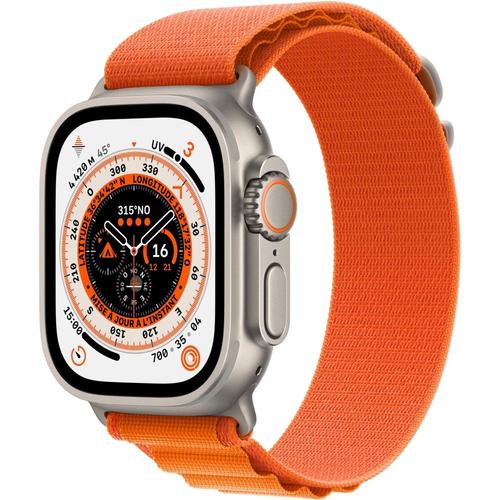 Apple Watch Ultra - Botier 49 Mm Titane Avec Bracelet Nylon Orange De Taille M