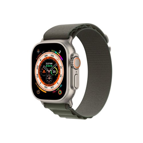 Apple Watch Ultra - Botier 49 Mm Titane Avec Bracelet Nylon Vert De Taille M