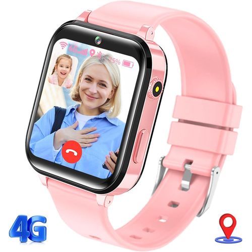 4G Montre Connectée Enfant, IP68 Étanche Montre Telephone Enfant Avec GPS, Double Caméra, SOS, Appels, Appels Vidéo, Chat Vocal, Mode Classe, Lampe De Poche, Réveil, Cadeau Pour Filles Garçons, Bleu