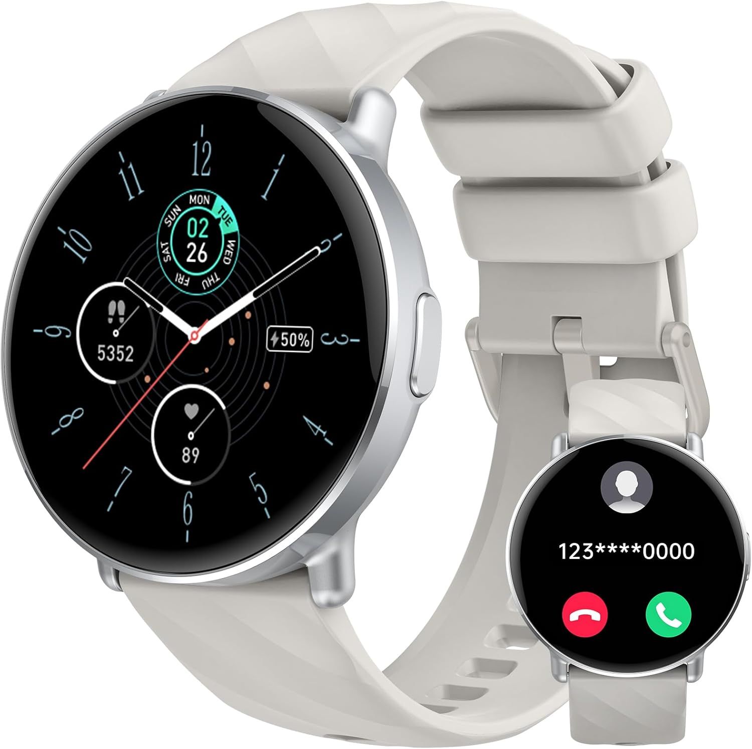 Montre Connecte Femme Homme, 1,39 Smartwatch Avec Appels Bluetooth Et Notifications, Montre Connectee Avec 112+ Modes Sportifs, Moniteur De Cardio Et Podomtre, Montre Sport Pour Android Ios, Blanc
