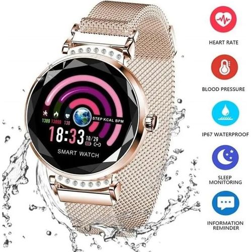 Montre Connecte Femmes Lamzienh2 Bracelet Connect Podomtre Cardio De Sommeil Frquence Cardiaque Ip67 Pour Android Ios, Or