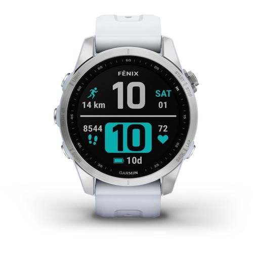 Garmin Fenix 7s - 42 Mm - Argent - Montre De Sport Avec Bracelet - Silicone - Whitestone - Taille Du Poignet : 108-182 Mm - Affichage 1.2