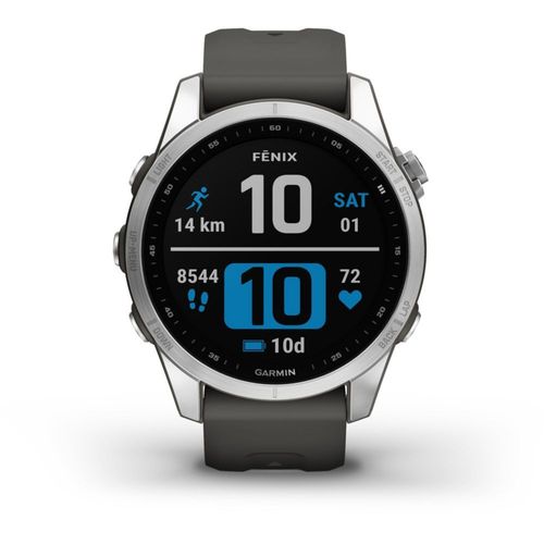 Garmin Fenix 7s - 42 Mm - Argent - Montre De Sport Avec Bracelet - Silicone - Graphite - Taille Du Poignet : 108-182 Mm - Affichage 1.2' - 16 Go - Bluetooth, Wi-Fi, Ant+ - 63 G