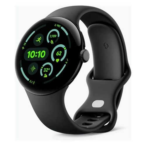 Google Pixel Watch 3 - Botier 45 Mm - Noir Mat - Bracelet Noir Volcanique - Bluetooth