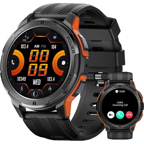 Montre Connecte Homme, 60 Jours D'autonomie 1.43'' cran Toujours Activ Amoled 50m tanche, Appel Sms 123 Modes Sport Smart Watch Sommeil Frquence Cardiaque Spo2