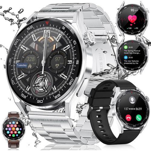 Montre Connecte Homme Avec Appel Bluetooth Assistant Vocal, 1.39'' Montre Connecte Sport Avec 100+ Modes Sportifs, 3 Bracelets, 360amh, Spo2, Ie, Pour Android Ios Smartwatch
