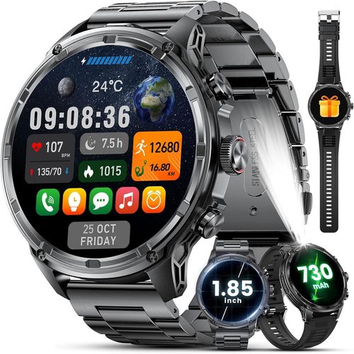 Montre Connecte Homme Avec Torche Led, 1.85