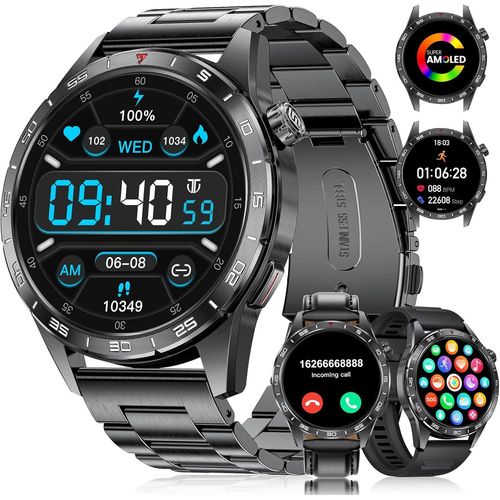 Montre Connecte Pour Hommes Militaire Avec 3 Bracelets, tanche 5atm, Fonction D'appel, 100+ Sport Mode, 400mah Batterie Longue Dure Frquence Cardiaque/Podomtre Android Ios Smartwatch Ho[H702]