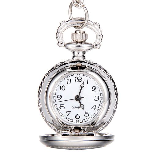 Montre De Poche A Quartz A Cadran Tendance Avec Chaine En Alliage Et Cadran Rond Creux