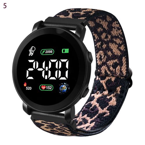 Montre lectronique Led Bande lastique Multifonctionnelle Cadran Rond Lumineux Affichage Heure/Date Rglable Montre-Bracelet Numrique lectronique Tresse Horloge Accessoire De Mode-5